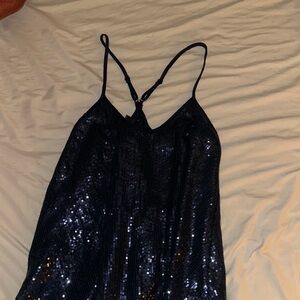Navy Sequin Strappy shirt